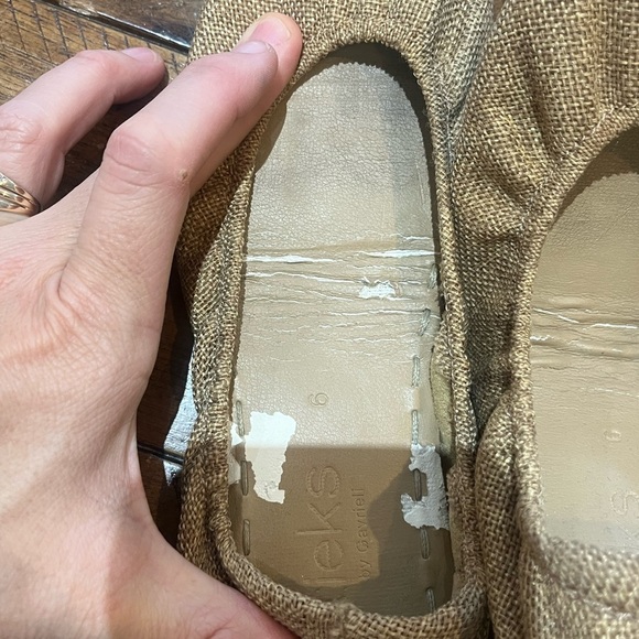 Tieks Tan Slippers with Blue Detail - Picture 5 of 7